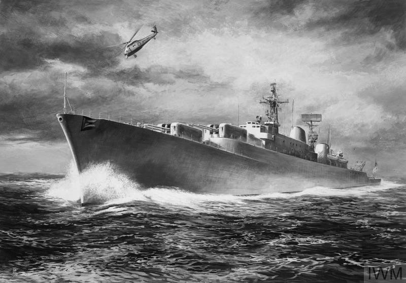ARTIST IMPRESSION OF NAVY GUIDED MISSILE DESTROYER. NOVEMBER 195