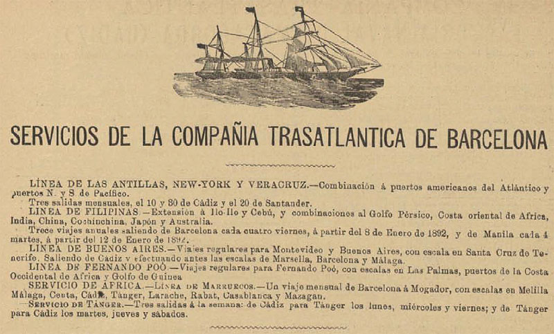 Servicios de la Compañia Transatlantica de Barcelona