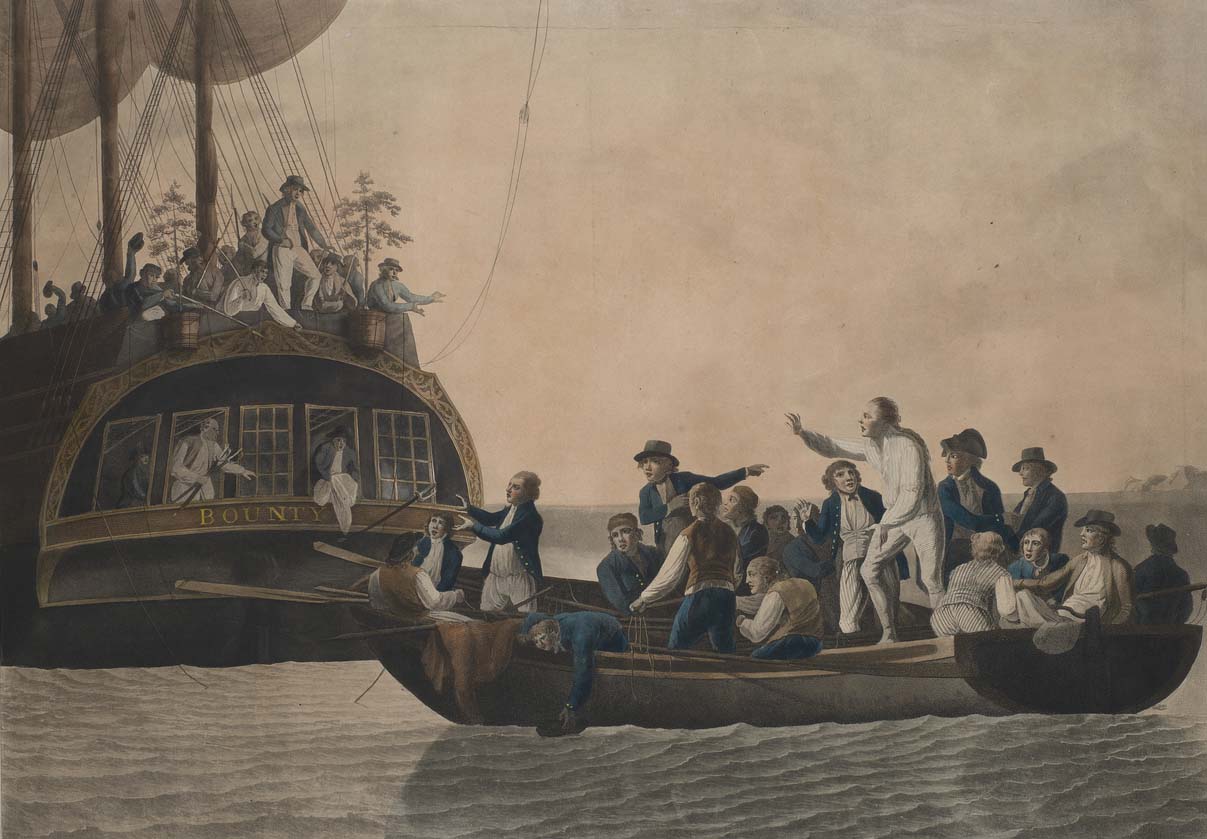 PAH9205; The Mutineers turning Lieut. Bligh and part of the officers and crew adrift from His Majesty's ship, The Bounty